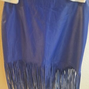 THEPERFEXT Royal Blue Fringe Pencil Skirt XS